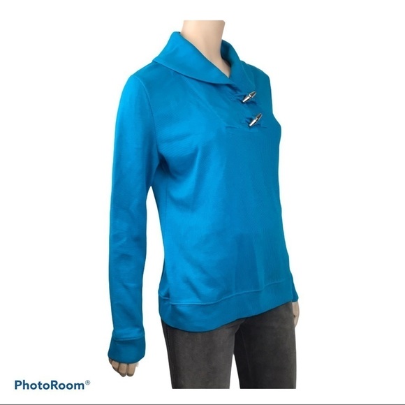 Ralph Lauren Women’s Size Large Turquoise Long Sleeved 100% Cotton Sweat… - Picture 4 of 8